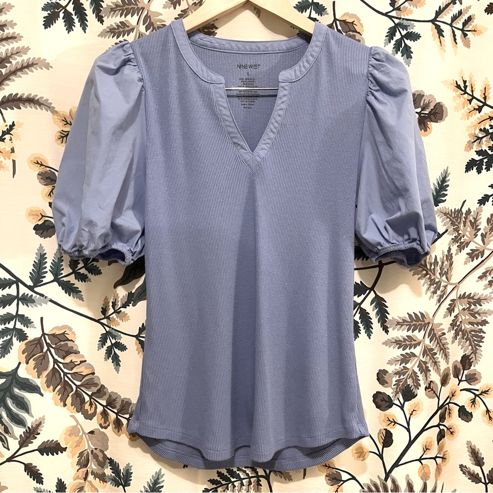 Puff sleeve tee - light blue - Nine West